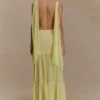 Haille gebreide chiffon maxi-jurk – Lemon Haille gebreide chiffon maxi-jurk – Lemon