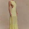 Haille gebreide chiffon maxi-jurk – Lemon Haille gebreide chiffon maxi-jurk – Lemon