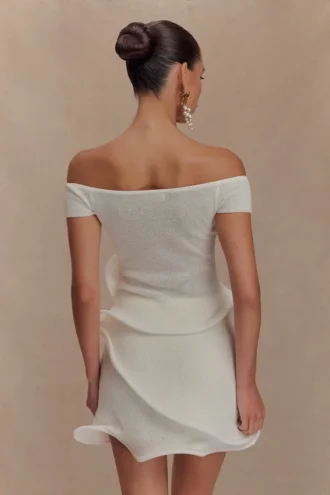 Haisley off-shoulder gebreide top – ivoor
