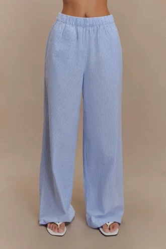 Hansen broek met wijde pijpen – Blauw met krijtstreep
