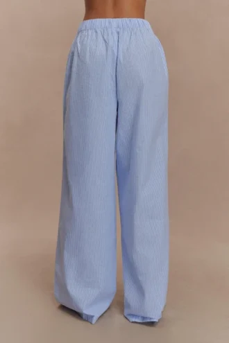 Hansen broek met wijde pijpen – Blauw met krijtstreep