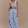 Hansen broek met wijde pijpen – Blauw met krijtstreep Hansen broek met wijde pijpen – Blauw met krijtstreep
