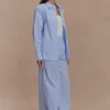 Hansen broek met wijde pijpen – Blauw met krijtstreep Hansen broek met wijde pijpen – Blauw met krijtstreep