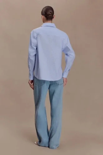Hansen oversized overhemd – Blauw met krijtstreep