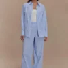 Hansen broek met wijde pijpen – Blauw met krijtstreep Hansen broek met wijde pijpen – Blauw met krijtstreep