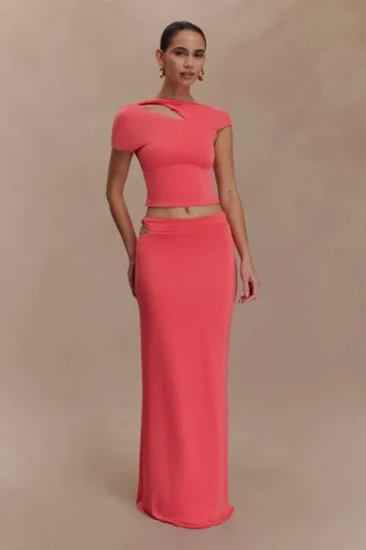 Haven Slinky Twist Midi-rok – Koraal