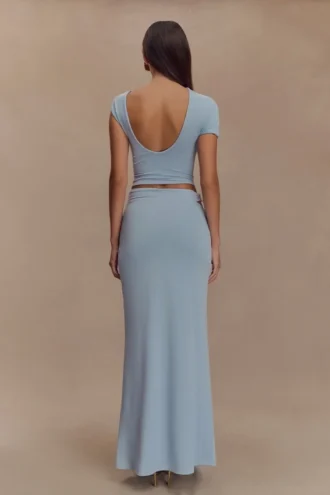 Haven Slinky Twist Midi-rok – Lichtblauw