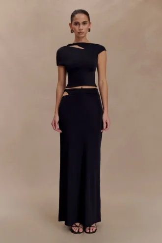 Haven Slinky Twist Midi-rok – Zwart
