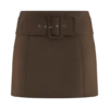 Hayes mini-rok met riem van imitatiesuède – Chocoladebruin