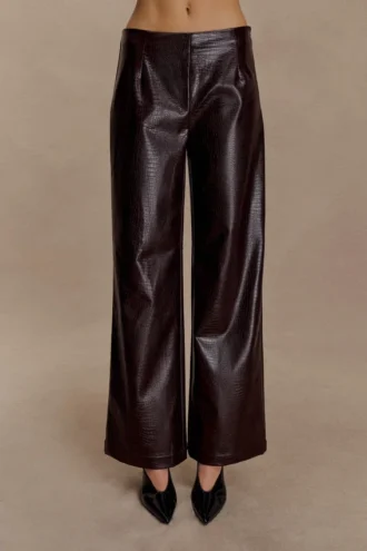 Henry Croc imitatieleren rechte broek – donkerbruin