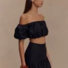 Herfst off-shoulder bubbeltop – Zwart Herfst off-shoulder bubbeltop – Zwart