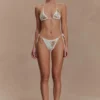 Huntleigh gehaakte bikinibroek – Witte & gouden zonnedruk Huntleigh gehaakte bikinibroek – Witte & gouden zonnedruk