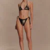 Huntleigh gehaakte bikinibroek – Zwart & goud met zonneschijnprint