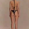 Huntleigh gehaakte bikinibroek – Zwart & goud met zonneschijnprint