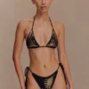 Huntleigh gehaakte bikinibroek – Zwart & goud met zonneschijnprint