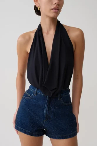 Huyen Modal Top met Cowl-hals – Zwart