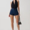 Dan Diamante Denim Shorts – Midnight Blue Dan Diamante Denim Shorts – Midnight Blue