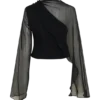 Ida doorschijnende asymmetrische cape met lange mouwen – Zwart Ida doorschijnende asymmetrische cape met lange mouwen – Zwart