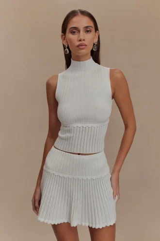 Indy Pointelle gebreide top – ivoor