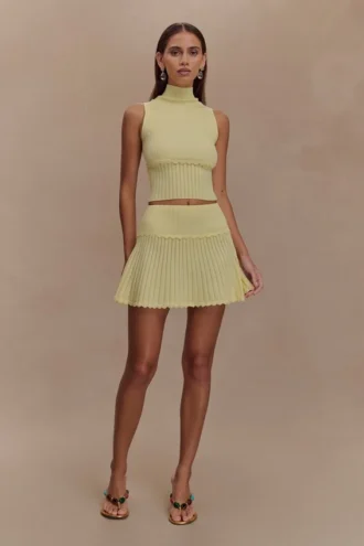 Indy Pointelle gebreid minirok – Lemon