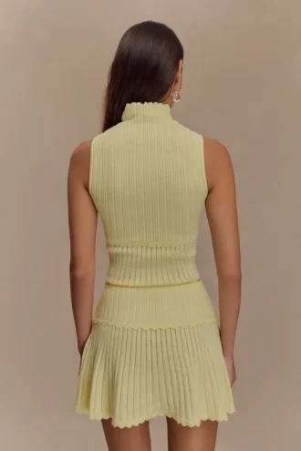 Indy Pointelle gebreide top – Lemon
