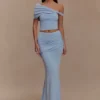 Irene gerimpelde gebreide maxi-rok – Blauw Irene gerimpelde gebreide maxi-rok – Blauw