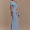 Irene gerimpelde gebreide maxi-rok – Blauw Irene gerimpelde gebreide maxi-rok – Blauw