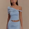 Irene gerimpelde gebreide top – Blauw Irene gerimpelde gebreide top – Blauw