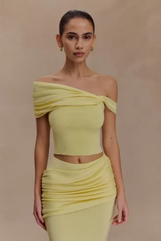 Irene gerimpelde gebreide top – Lemon