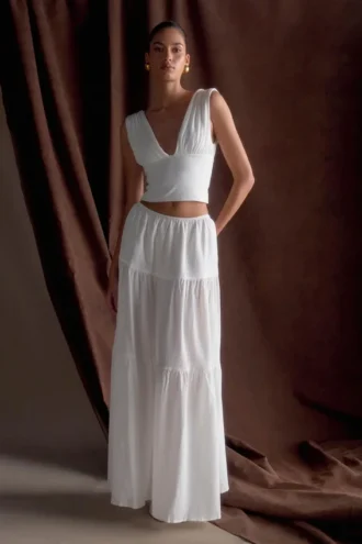 Jacinda katoenen maxi-rok – Wit