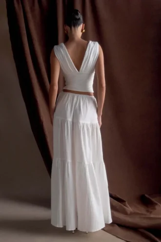 Jacinda katoenen maxi-rok – Wit