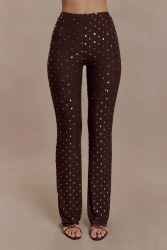 Jackie Diamante rechte broek – Chocolade