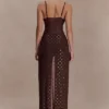 Jackie lange top met strass – Chocoladebruin Jackie lange top met strass – Chocoladebruin