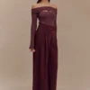 Jacqueline geplooide broek met wijde pijpen – Mahonie Jacqueline geplooide broek met wijde pijpen – Mahonie