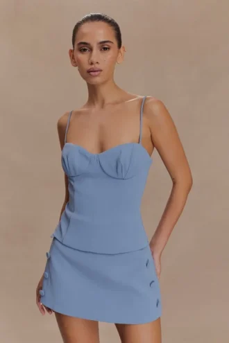 Jaime top met spaghettibandjes – Ocean Blue