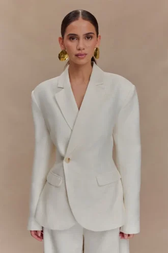 Jameson getailleerde linnen blazer – Oat Marle