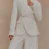 Jameson getailleerde linnen blazer – Oat Marle Jameson getailleerde linnen blazer – Oat Marle