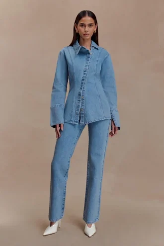 Janine jeans met hoge taille en rechte pijpen – Classic Blue