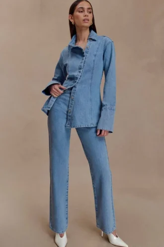 Janine jeans met hoge taille en rechte pijpen – Classic Blue
