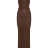 Jasmyn Hot Fix maxi-jurk met mesh-rug – Chocolade
