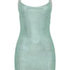 Jasmyn Hot Fix mini-jurk met mesh-rug – Mint