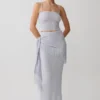 Jaytee gebreide maxi-rok met franjes en strik – hemelsblauw Jaytee gebreide maxi-rok met franjes en strik – hemelsblauw