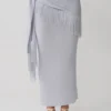 Jaytee gebreide maxi-rok met franjes en strik – hemelsblauw Jaytee gebreide maxi-rok met franjes en strik – hemelsblauw