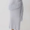 Jaytee gebreide maxi-rok met franjes en strik – hemelsblauw Jaytee gebreide maxi-rok met franjes en strik – hemelsblauw