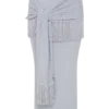 Jaytee gebreide maxi-rok met franjes en strik – hemelsblauw Jaytee gebreide maxi-rok met franjes en strik – hemelsblauw