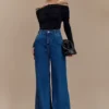 Jen wijde flare-Denim-jeans – donkerblauw Jen wijde flare-Denim-jeans – donkerblauw