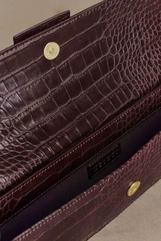 Jessica clutch van imitatieleer met krokodillenprint – Bordeauxrood