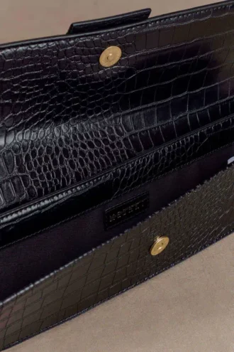Jessica kunstleren krokodillenclutch – zwart