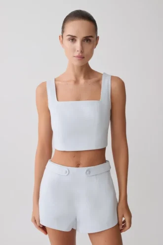 Josephine crop top met open rug – IJsblauw
