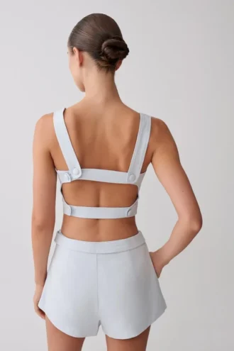Josephine crop top met open rug – IJsblauw